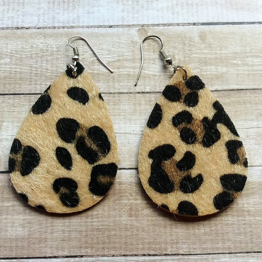 Animal Print Faux Leather Earrings